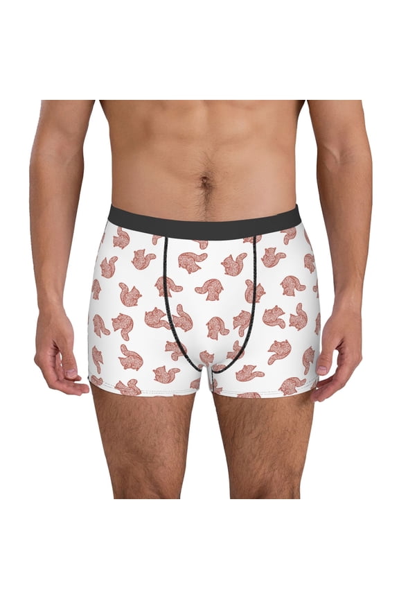 Red Fox Print Mens Boxer Briefs,Boxer Briefs for Men,Breathable Stretch Underwear,Boys Boxer Briefs-Large