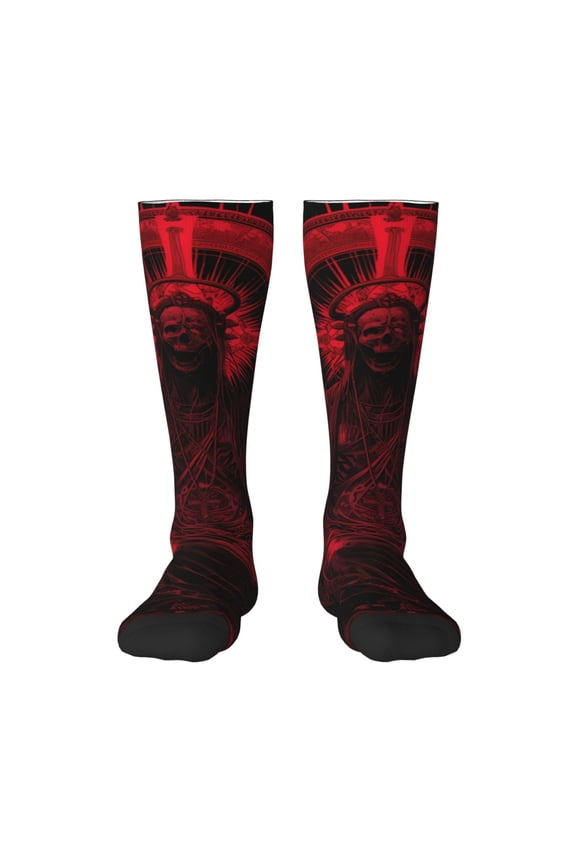 Red Gothic Skeleton Throne Print Gift Stocking Stuffers,Adult Stockings,Novelty Socks,Funny Socks Birthday Running Walking Sleeping