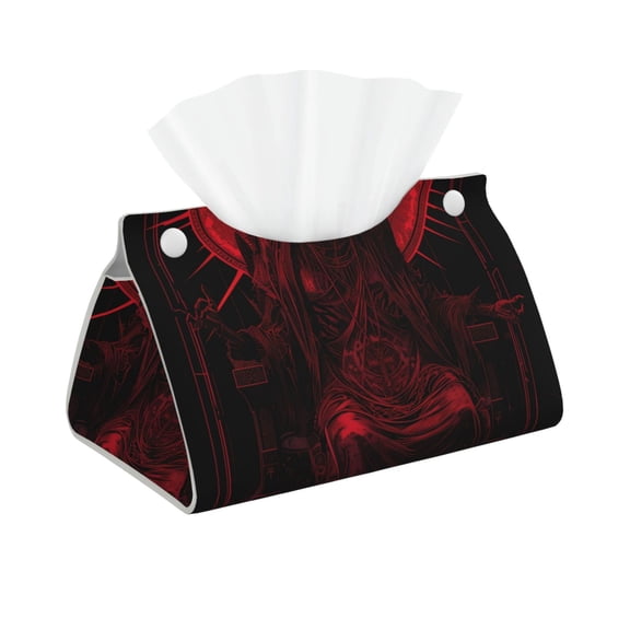 Logiee Red Gothic Skeleton Throne Print Tissue Box Cover,Stylish Tissue Box Holder Decorative Tissue Cover for Bathroom Toilet Bedroom Living Room Table Desk Office