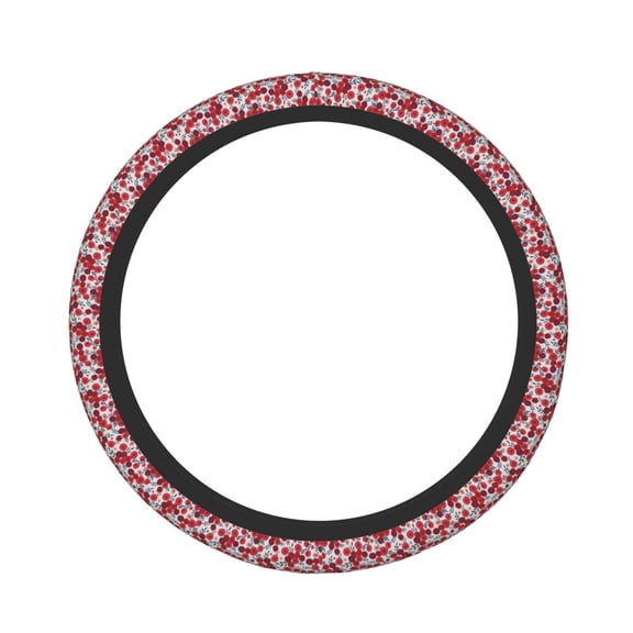 Logiee Red Hawthorn Print Breathable Elastic Steering Wheel Cover, Non-Slip Stretch Steering Wheel Protector,Universal 15 Inch Fit Auto, Suvs, Truck