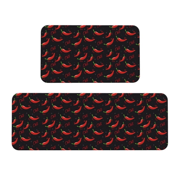 Logiee Red Hot Chili Print Kitchen Mats for Floor Sets of 2,Waterproof Kitchen Rugs,Non Slip Comfort Standing Mat Rug for Home,Runner,Sink,Office,Laundry