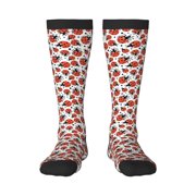 Logiee Red Ladybugs Print Gift Stocking Stuffers,Adult Stockings,Novelty Socks,Funny Socks Birthday Running Walking Sleeping