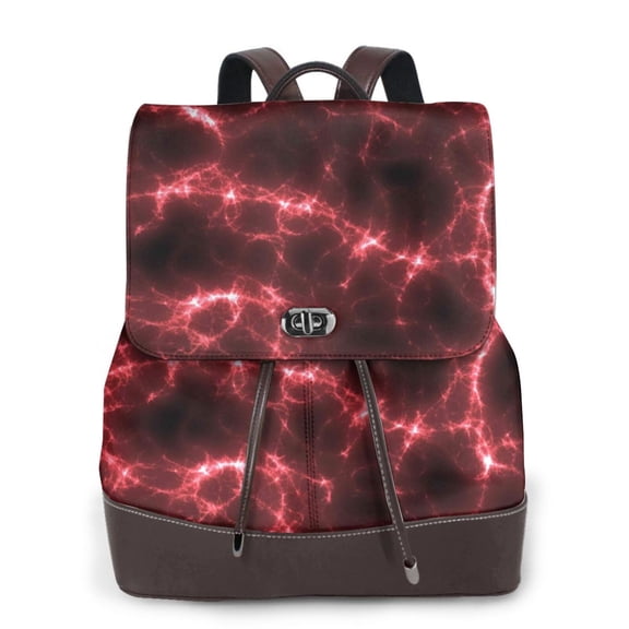 Logiee Red Line Print Backpack Purse for Women,Fashion Leather Backpack Purse,Women's Leather Backpack for Work College Travel