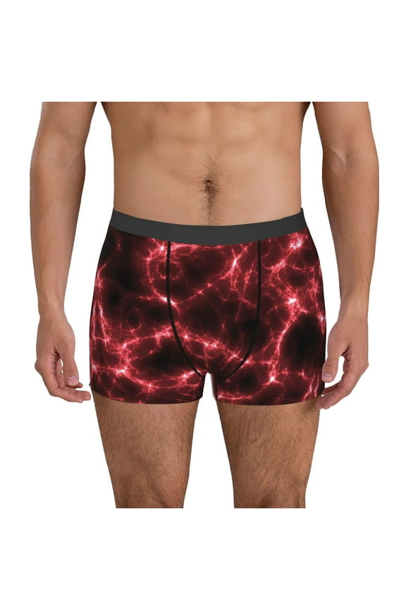 Red Line Print Mens Boxer Briefs,Boxer Briefs for Men,Breathable Stretch Underwear,Boys Boxer Briefs-X-Large