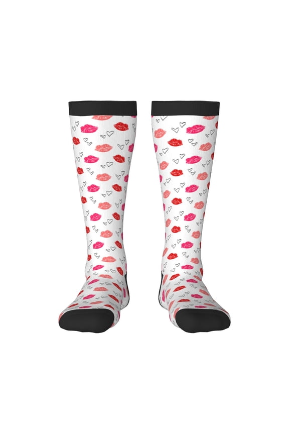 Red Lips 1 Print Gift Stocking Stuffers,Adult Stockings,Novelty Socks,Funny Socks Birthday Running Walking Sleeping