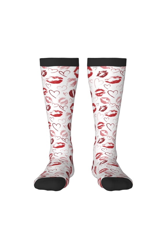 Red Lips Print Gift Stocking Stuffers,Adult Stockings,Novelty Socks,Funny Socks Birthday Running Walking Sleeping