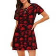thumbnail image 1 of Logiee Red Skulls Print Nightgowns for Women,Soft Short-Sleeved Lightweight Sleepwear, Loose Sleepshirts, 1 of 6
