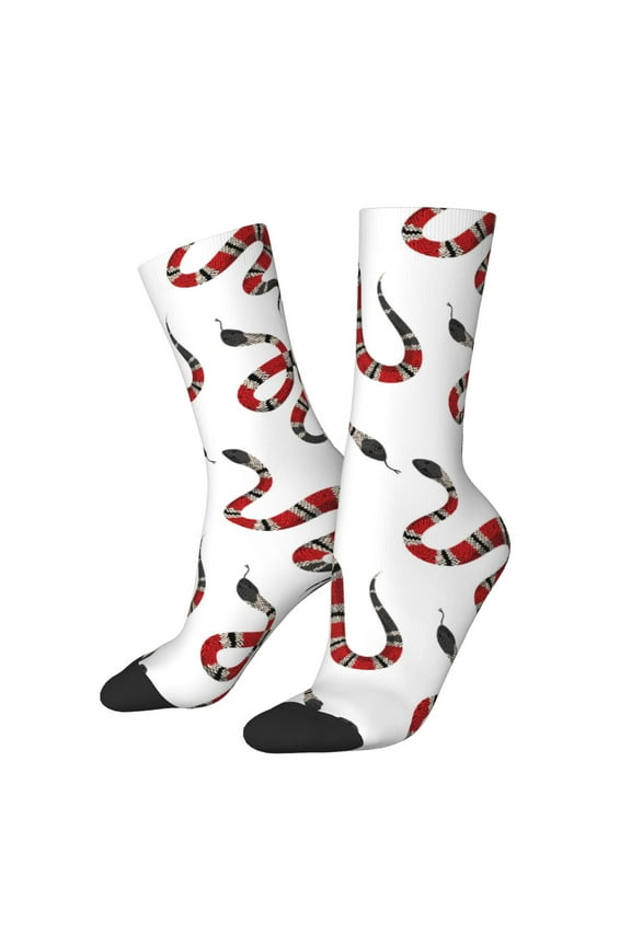 Red Snake Print Adult Socks for Men & Women,Calf Socks, Ankle Socks,Boots Socks,Breathable Casual Sock,Unisex Crew Socks