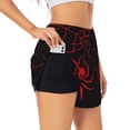 thumbnail image 1 of Logiee Red Spider Print Women 2 in 1 Running Shorts,High Waisted Athletic Shorts,Gym Workout Shorts with Liner Pockets-Large, 1 of 7