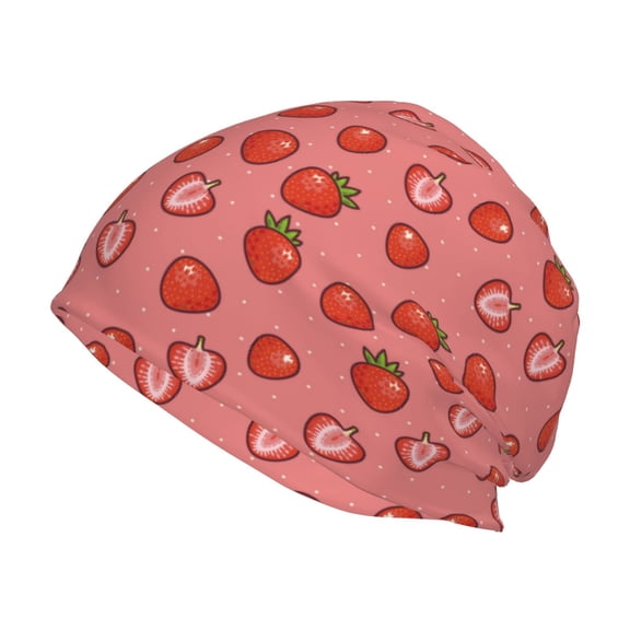 Logiee Red Strawberry Print Unisex Knit Beanie for Men Women Winter Hat,Beanies Skull Caps