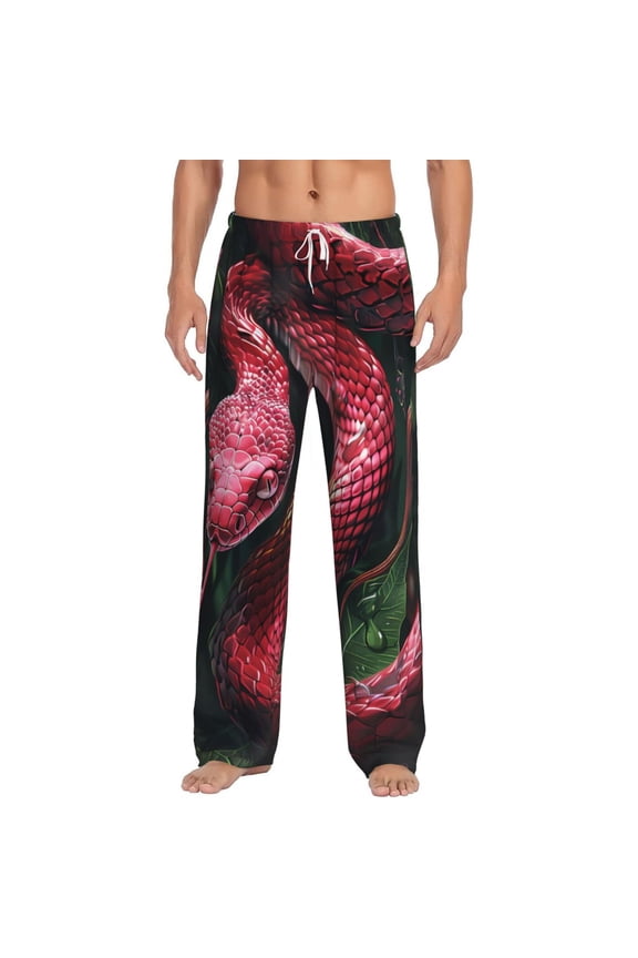 Red Viper Jungle Intensity Print Pajama Pants for Men,Men’s Pajama Bottoms,Mens PJ Pants with Pockets & Button Fly-Small