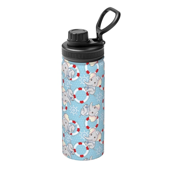 Logiee Baby Elephant Print Water Bottle,18oz Sports Insulated Kettle for Cycling Gym Basketball Outdoor, Suitable as a Present