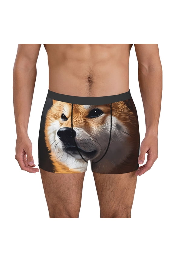 Regal Shiba Inu Print Mens Boxer Briefs,Boxer Briefs for Men,Breathable Stretch Underwear,Boys Boxer Briefs-Large