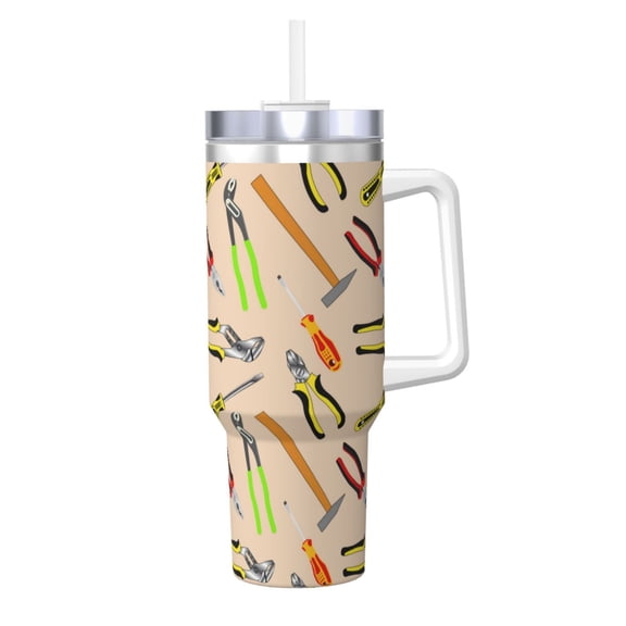 Logiee Repair tools Print 40OZ Ice Bully Cup with Handle and Straw, Double Wall Stainless Steel Tumbler,Travel Coffee Cup with Lid, Summer Insulation and Cooling Cup