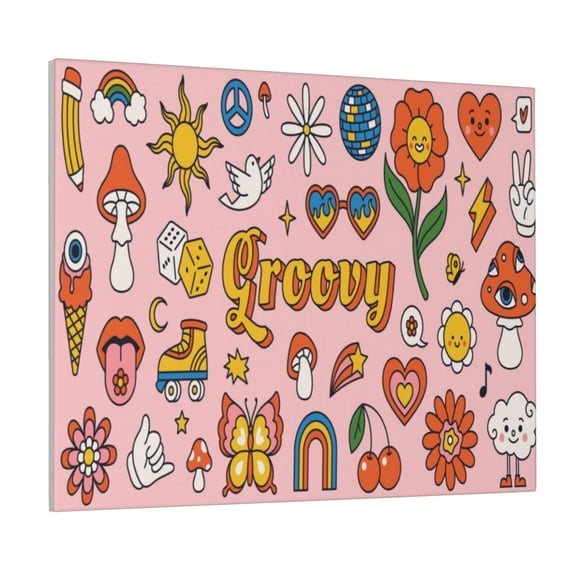 Logiee Retro 70s Hippie Print Canvas Wall Art ,Art Poster,Canvas Decorative Picture,Decor Wall Pictures for Living Room Bedroom Bathroom,Ready to Hang