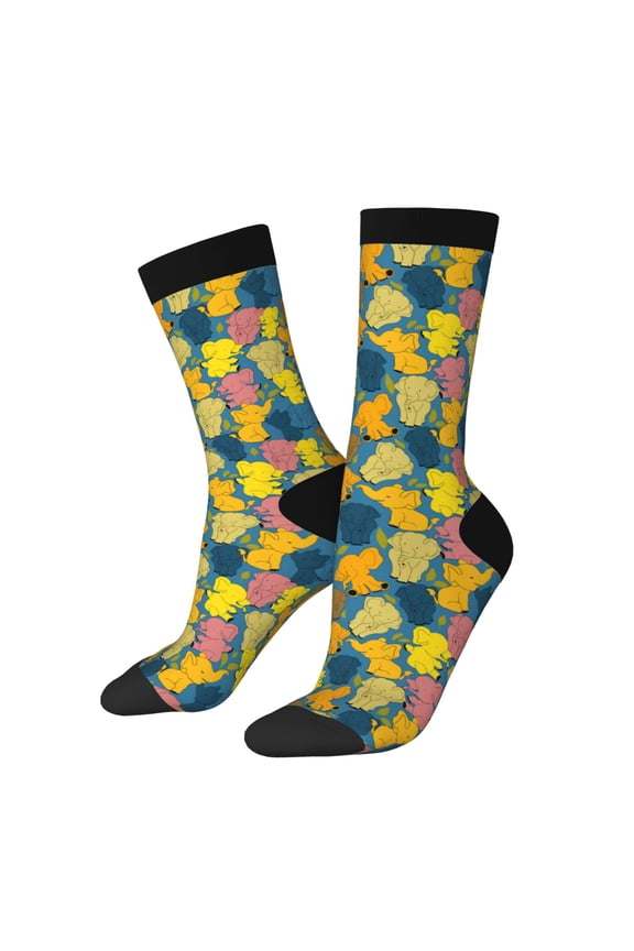 Retro Boho Elephants Print Adult Socks for Men & Women,Calf Socks, Ankle Socks,Boots Socks,Breathable Casual Sock,Unisex Crew Socks