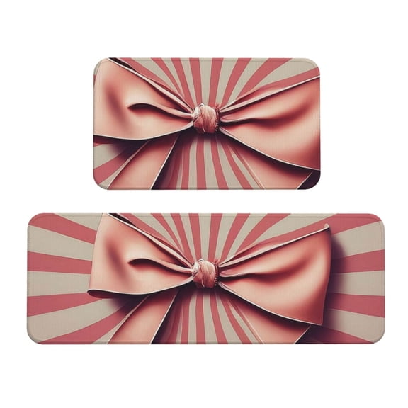 Logiee Retro Bow Print Kitchen Mats for Floor Sets of 2,Waterproof Kitchen Rugs,Non Slip Comfort Standing Mat Rug for Home,Runner,Sink,Office,Laundry