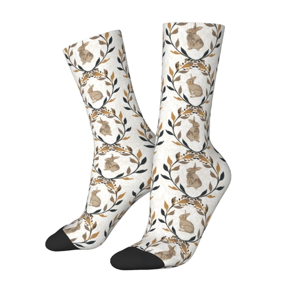 Logiee Retro Bunny Print Adult Socks for Men & Women,Calf Socks, Ankle Socks,Boots Socks,Breathable Casual Sock,Unisex Crew Socks
