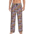 thumbnail image 1 of Logiee Retro Cassette Print Pajama Pants for Men,Men’s Pajama Bottoms,Mens PJ Pants with Pockets & Button Fly-Small, 1 of 6