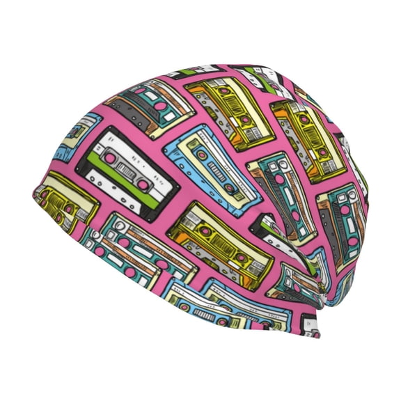 Logiee Retro Cassette Print Unisex Knit Beanie for Men Women Winter Hat,Beanies Skull Caps