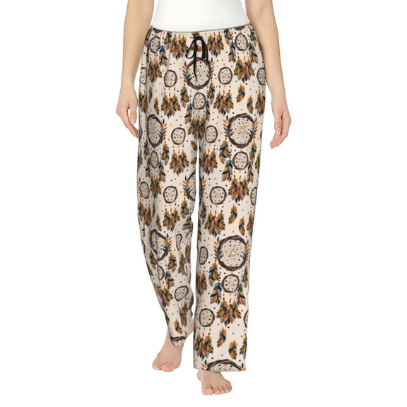 Logiee Retro Dreamcatcher Print Women Pajama Pants,Comfy Pj Bottom with Pockets & Drawstring,Stretch Casual Sleepwear-Large