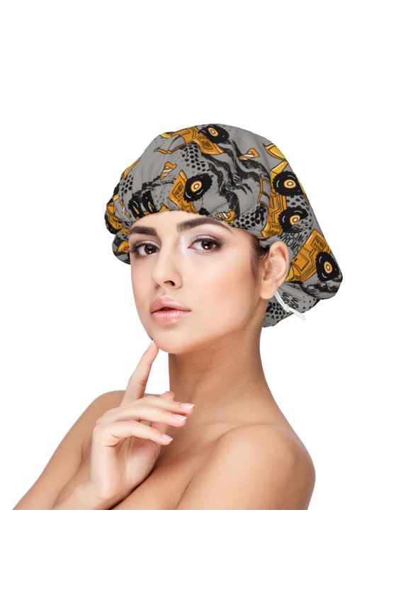 Retro Excavator Print Silk Bonnet Satin Bonnet for Sleeping Women and Men,Double Layer Hair Bonnet for Curly Braids Hair