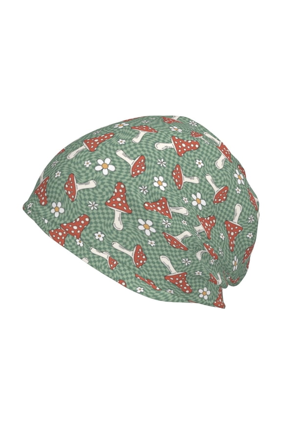 Retro Hippie Groovy Mushroom Print Unisex Knit Beanie for Men Women Winter Hat,Beanies Skull Caps