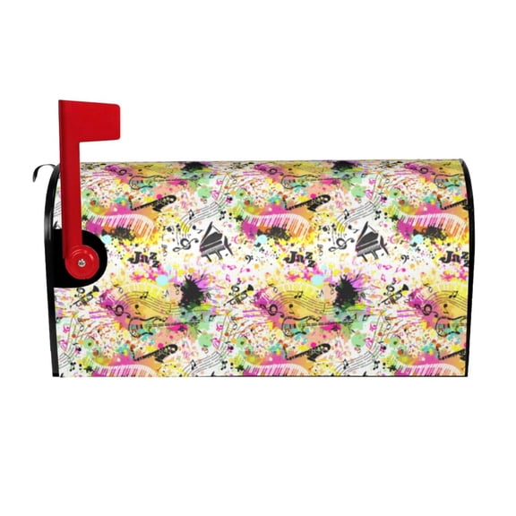 Logiee Retro Musical Print Post Letter Box Wrap Decor, Mailbox Cover Suitable for Standard Mailbox and Large Size Mailbox,Outdoor Yard Decoration-25.5x21 in