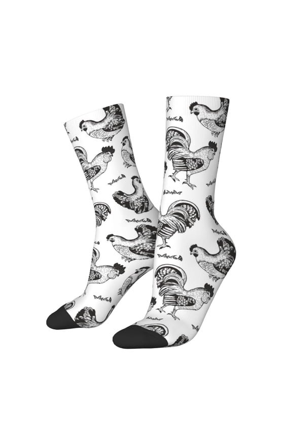 Retro Rooster Print Adult Socks for Men & Women,Calf Socks, Ankle Socks,Boots Socks,Breathable Casual Sock,Unisex Crew Socks