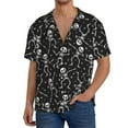 thumbnail image 1 of Logiee Retro Skeleton Dancing On Halloween Party Print Men's Button Down Shirts Short Sleeve, Summer Beach Shirts,Vacation Wedding Shirts,Men's Casual Button-Down Shirts with Pocket-Large, 1 of 5