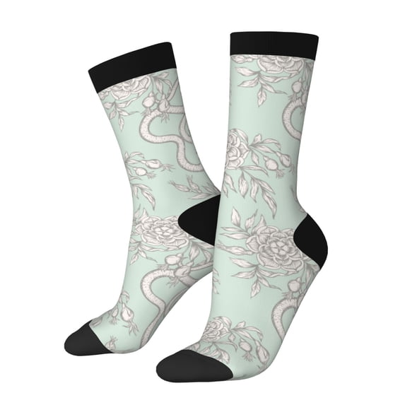 Logiee Retro Snake Print Adult Socks for Men & Women,Calf Socks, Ankle Socks,Boots Socks,Breathable Casual Sock,Unisex Crew Socks