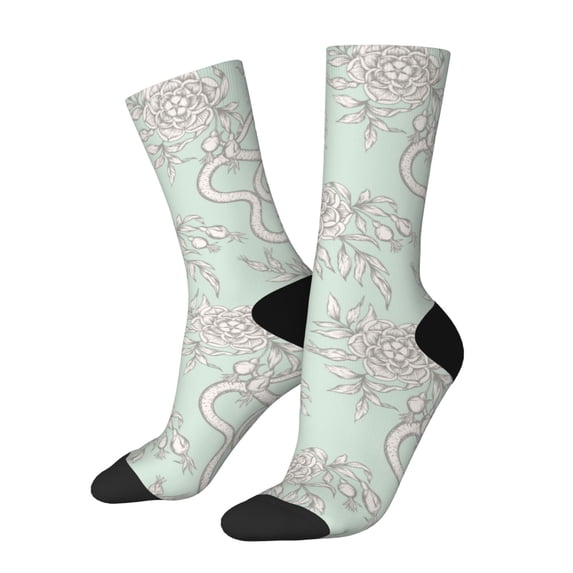Logiee Retro Snake Print Adult Socks for Men & Women,Calf Socks, Ankle Socks,Boots Socks,Breathable Casual Sock,Unisex Crew Socks