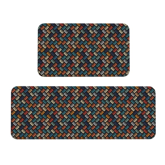 Logiee Retro Tape Print Kitchen Mats for Floor Sets of 2,Waterproof Kitchen Rugs,Non Slip Comfort Standing Mat Rug for Home,Runner,Sink,Office,Laundry