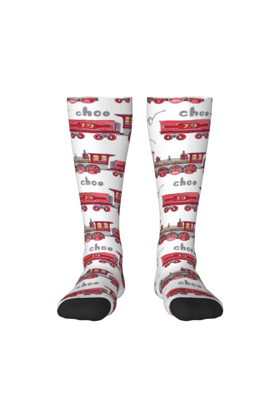 Retro Train Print Gift Stocking Stuffers,Adult Stockings,Novelty Socks,Funny Socks Birthday Running Walking Sleeping