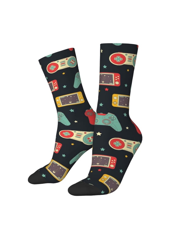 Retro Video Game Print Adult Socks for Men & Women,Calf Socks, Ankle Socks,Boots Socks,Breathable Casual Sock,Unisex Crew Socks