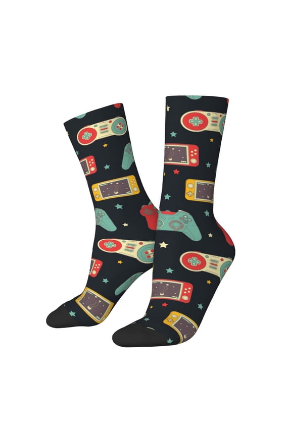 Retro Video Game Print Adult Socks for Men & Women,Calf Socks, Ankle Socks,Boots Socks,Breathable Casual Sock,Unisex Crew Socks