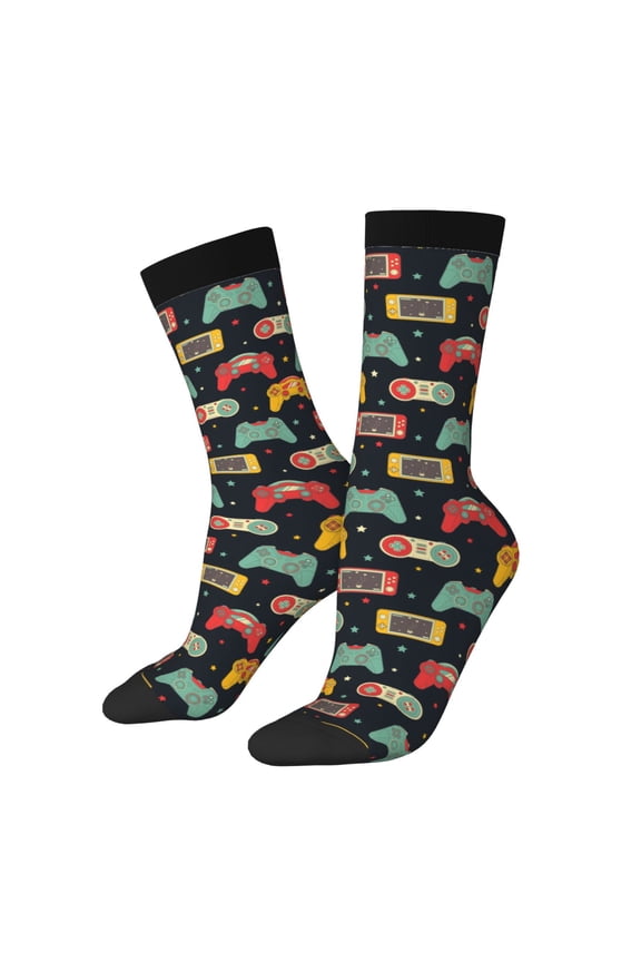 Retro Video Game Print Adult Socks for Men & Women,Calf Socks, Ankle Socks,Boots Socks,Breathable Casual Sock,Unisex Crew Socks