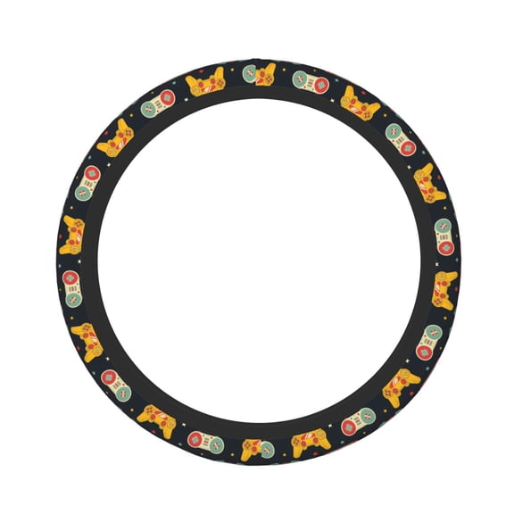 Logiee Retro Video Game Print Breathable Elastic Steering Wheel Cover, Non-Slip Stretch Steering Wheel Protector,Universal 15 Inch Fit Auto, Suvs, Truck