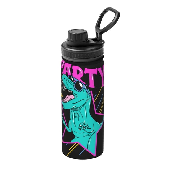 Logiee Rex Dinosaur With Sunglasses Print Water Bottle,18oz Sports Insulated Kettle for Cycling Gym Basketball Outdoor, Suitable as a Present