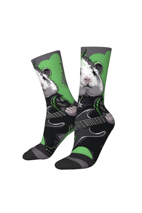 Rock Guitar Guinea Pig Print Adult Socks for Men & Women,Calf Socks, Ankle Socks,Boots Socks,Breathable Casual Sock,Unisex Crew Socks
