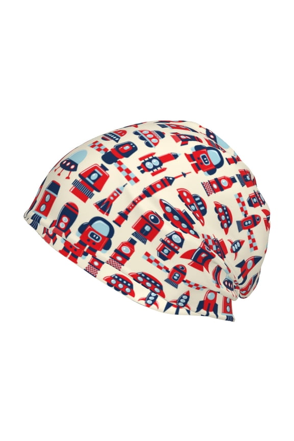 Rocket Pattern Print Unisex Knit Beanie for Men Women Winter Hat,Beanies Skull Caps