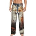 thumbnail image 1 of Logiee Romantic Flower Fox Couple Print Pajama Pants for Men,Men’s Pajama Bottoms,Mens PJ Pants with Pockets & Button Fly-Large, 1 of 6