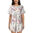 thumbnail image 1 of Logiee Romantic Travel In Paris Print Womens Pajamas Set,Short-Sleeve Pajama 2 Piece Sleepwear with Pockets-XX-Large, 1 of 6