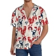 thumbnail image 1 of Logiee Roosters Print Men's Button Down Shirts Short Sleeve, Summer Beach Shirts,Vacation Wedding Shirts,Men's Casual Button-Down Shirts with Pocket-4X-Large, 1 of 5