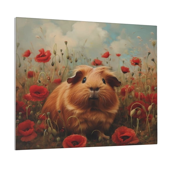 Logiee Rose Cute Guinea Pig Print Canvas Wall Art ,Art Poster,Canvas Decorative Picture,Decor Wall Pictures for Living Room Bedroom Bathroom,Ready to Hang