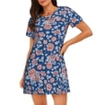 thumbnail image 1 of Logiee Rose Flowers Print Nightgowns for Women,Soft Short-Sleeved Lightweight Sleepwear, Loose Sleepshirts, 1 of 6