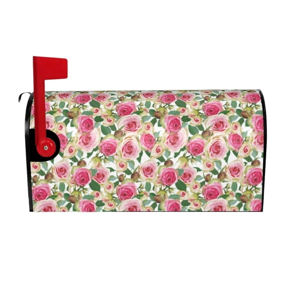 Logiee Rose Flowers Print Post Letter Box Wrap Decor, Mailbox Cover Suitable for Standard Mailbox and Large Size Mailbox,Outdoor Yard Decoration-21x18 in
