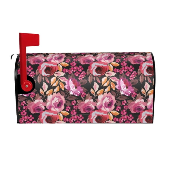 Logiee Rose Flowers Print Post Letter Box Wrap Decor, Mailbox Cover Suitable for Standard Mailbox and Large Size Mailbox,Outdoor Yard Decoration-25.5x21 in