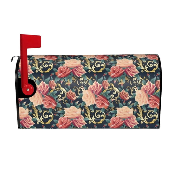 Logiee Rose Flowers Print Post Letter Box Wrap Decor, Mailbox Cover Suitable for Standard Mailbox and Large Size Mailbox,Outdoor Yard Decoration-25.5x21 in