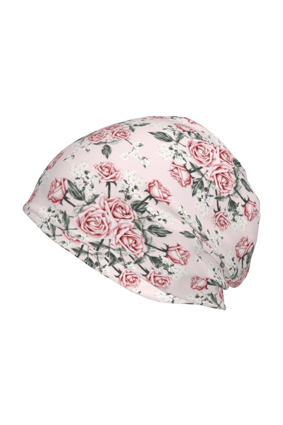 Rose Flowers Print Unisex Knit Beanie for Men Women Winter Hat,Beanies Skull Caps